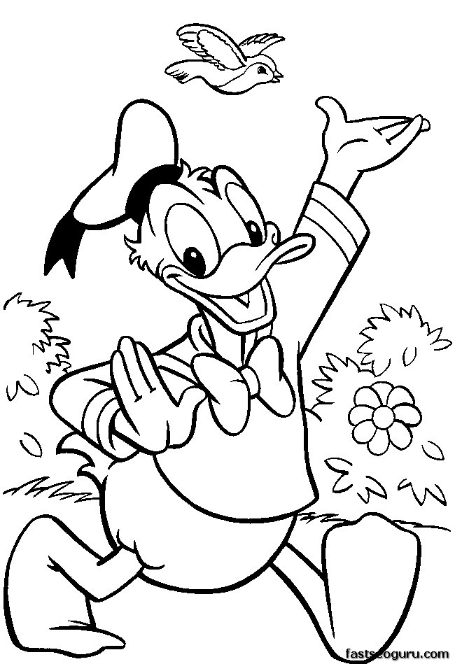 Printable donald duck say Merry Christmas coloring pages